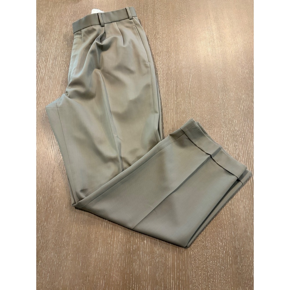Brooks Brothers 346 Men's 36x32 Tan 100% Wool Pleated Cuffed Dress Pants
